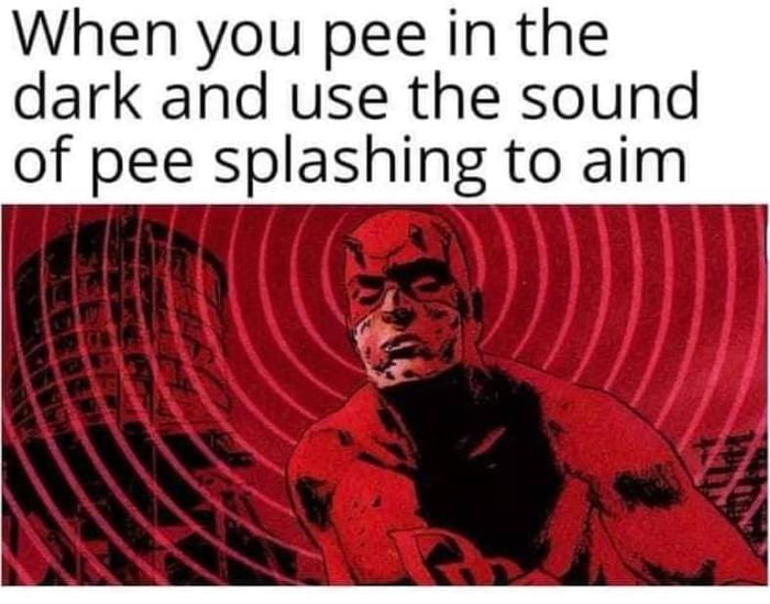 When you pee in the dark and use the sound of pee splashing to aim