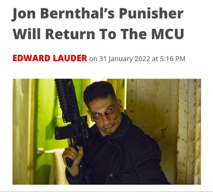 Jon Bernthals Punisher Will Return To The MCU on 31 January 2022 at 516 PM