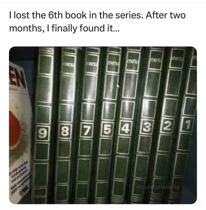 I lost the 6th book in the series After two months finally found it