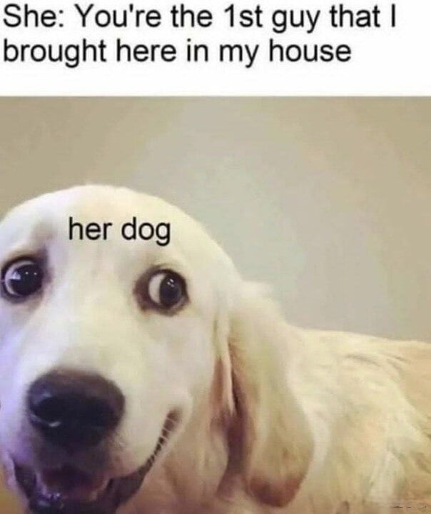 She: You're the 1st guy that I brought here in my house her dog