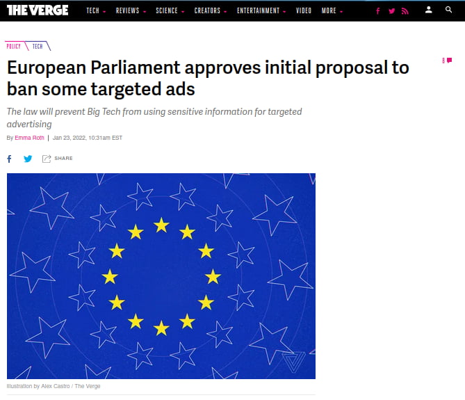 European Parliament approves initial proposal to ban some targeted ads Xx