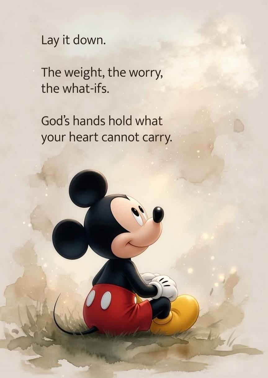 Lay it down. The weight, the worry, the what-ifs. God's hands hold what your heart cannot carry.