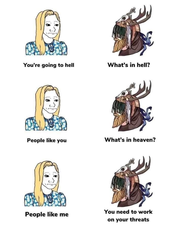 Whats in hell in heaven Paople Theme You need to work on your threats