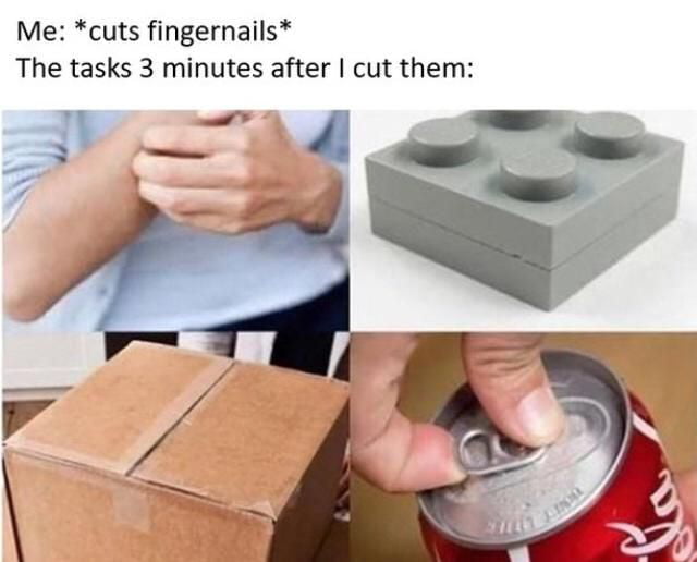 Me cuts fingernails The tasks 3 minutes after cut them