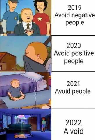 2019 Avoid negative people 2020 Avoid positive j people 2021 Avoid people