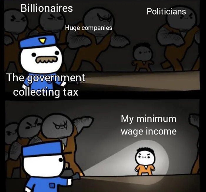 Billionaires Politicians Huge companies My minimum wage income