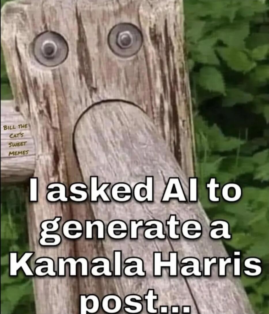 BILL THE CAT'S SWEET MEMES I asked AI to generate a Kamala Harris post...