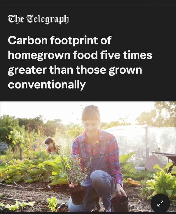 The Telegraph Carbon footprint of homegrown food five times greater than those grown conventionally