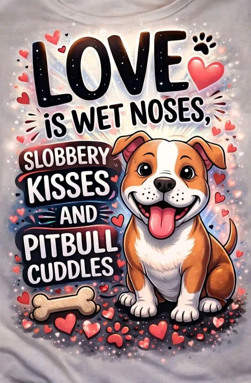 LOVE IS WET NOSES, SLOBBERY KISSES AND PITBULL CUDDLES