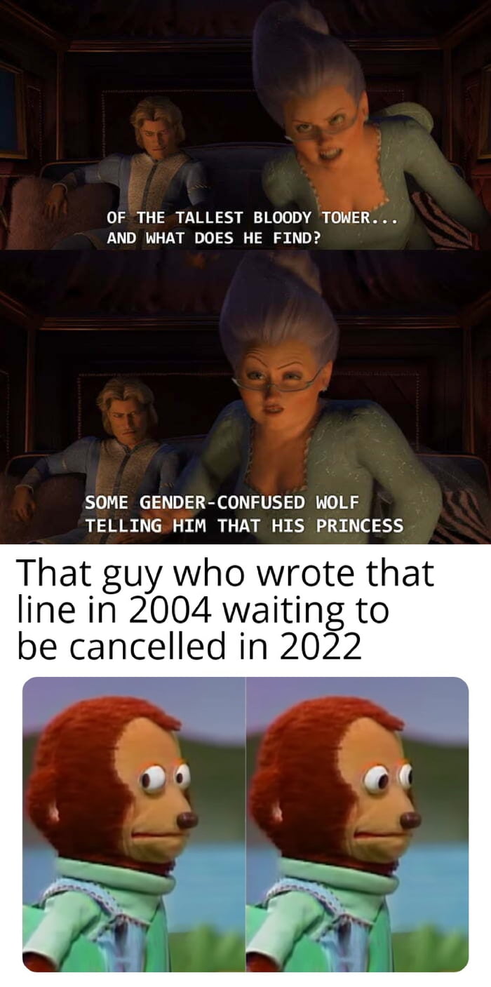 OF THE TALLEST BLOODY TOMER AND WHAT DOES HE FIND SOME GENDER CONFUSED WOLF TELLING HIM THAT HIS PRINCESS That guy who wrote that line in 2004 waiting to be cancelled in 2022
