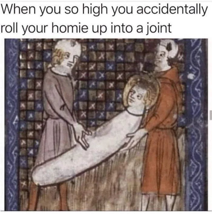 When you so high you accidentally roll your homie up into a join