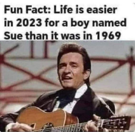 Fun Fact Life is easier in 2023 for a boy named Sue than it was in 1969