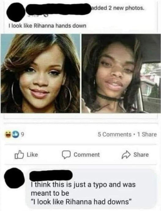 mdm 2 new photos 1 look like Rihanna hands down oY Like D comment I llnk this is just a typo and was meant to be I look like Rihanna had downs