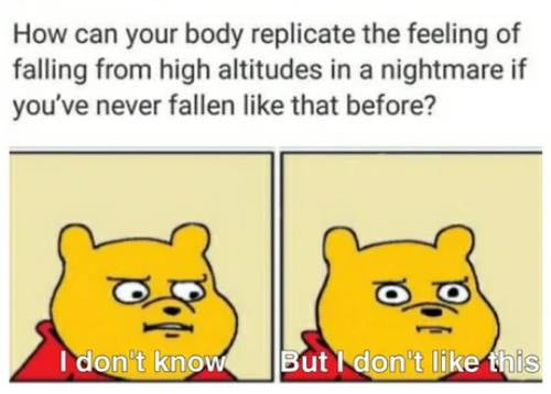 How can your body replicate the feeling of falling from high altitudes in a nightmare if youve never fallen like that before