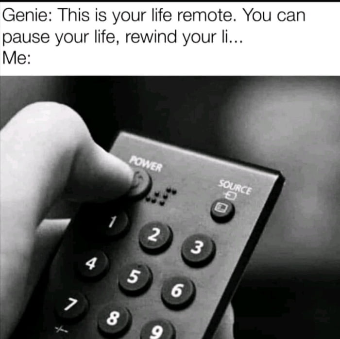 Genie This is your life remote You can pause your life rewind your li Me