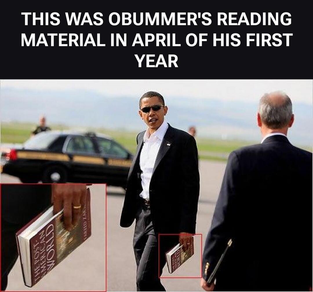 THIS WAS OBUMMER'S READING MATERIAL IN APRIL OF HIS FIRST YEAR. The book held by Obama is titled 'The Post-American World' by Fareed Zakaria.