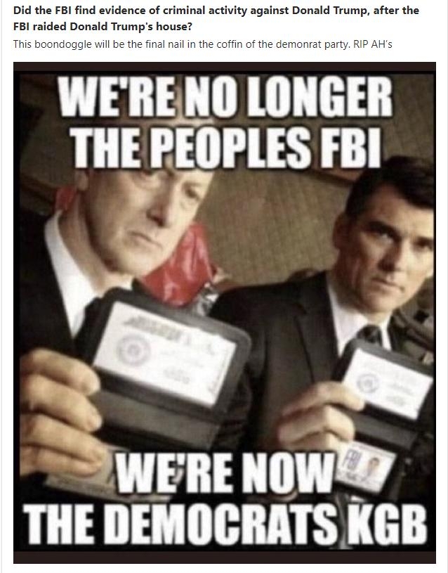 WERENO LONGER THE PEOPLES FBI 4 mln unwi THE DEMOCRATS KGB