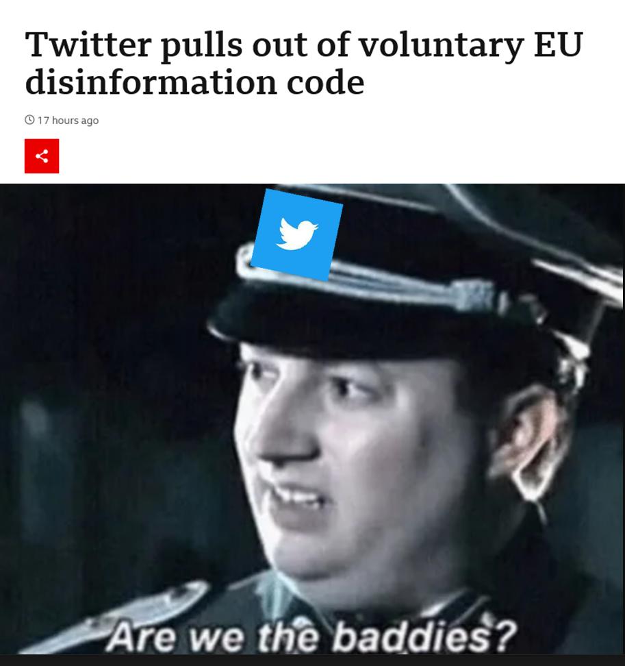 Twitter pulls out of voluntary EU disinformation code me baddles 4