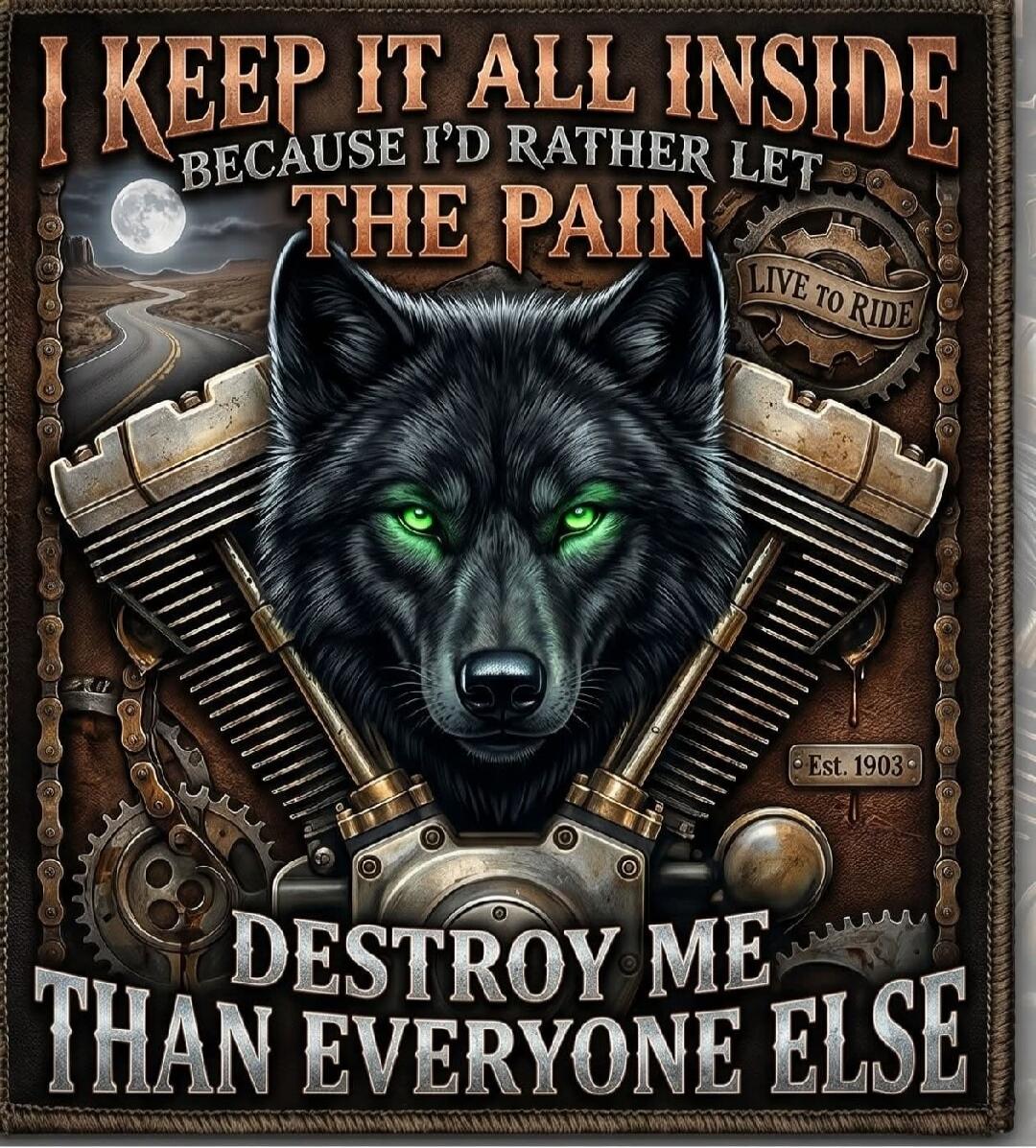 I KEEP IT ALL INSIDE BECAUSE I'D RATHER LET THE PAIN DESTROY ME THAN EVERYONE ELSE. LIVE TO RIDE. Est. 1903.