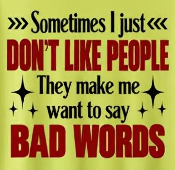 Sometimes I just DON'T LIKE PEOPLE They make me want to say BAD WORDS