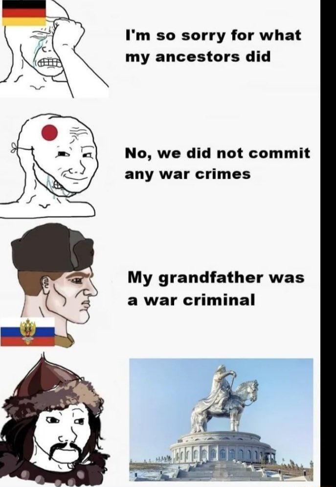 Im so sorry for what my ancestors did No we did not commit any war crimes My grandfather was a war criminal