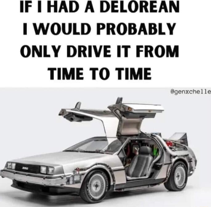 IF 1 HAD A DELOREAN 1 WOULD PROBABLY ONLY DRIVE IT FROM TIME TO TIME