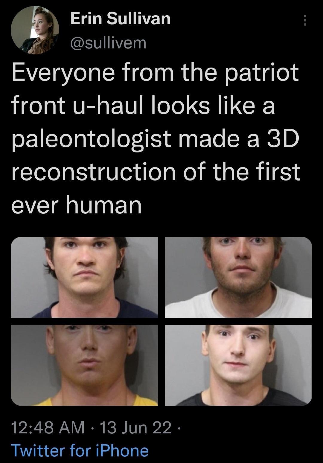 Erin Sullivan sullivem Everyone from the patriot IRV R TV R oL CRIICE paleontologist made a 3D reconstruction of the first ever human 1248 AM 13 Jun 22 Twitter for iPhone