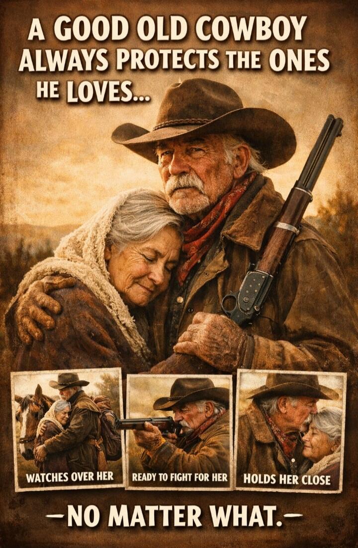 A GOOD OLD COWBOY ALWAYS PROTECTS THE ONES HE LOVES... WATCHES OVER HER READY TO FIGHT FOR HER HOLDS HER CLOSE -NO MATTER WHAT.-