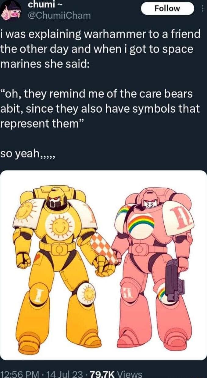 Gohm ChumiiCham RVER I ET AET G ETn T T R RER T e the other day and when i got to space METEEE R oh they remind me of the care bears abit since they also have symbols that represent them soyeah