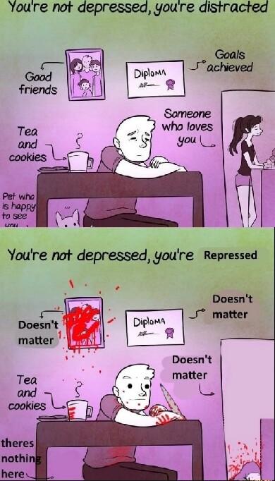 Youre not depressed youre distracted Youre not depressed youre Repressed Doesnt