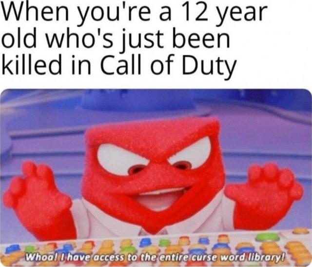 When youre a 12 year old whos just been kllled in CaII of Duty