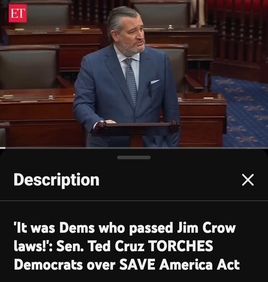 It was Dems who passed Jim Crow laws! Senator Ted Cruz TORCHES Democrats over SAVE America Act.