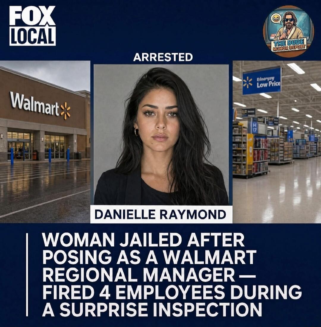 FOX LOCAL THE DUDE HUMOR REPORT ARRESTED Walmart Everyday Low Price DANIELLE RAYMOND WOMAN JAILED AFTER POSING AS A WALMART REGIONAL MANAGER — FIRED 4 EMPLOYEES DURING A SURPRISE INSPECTION