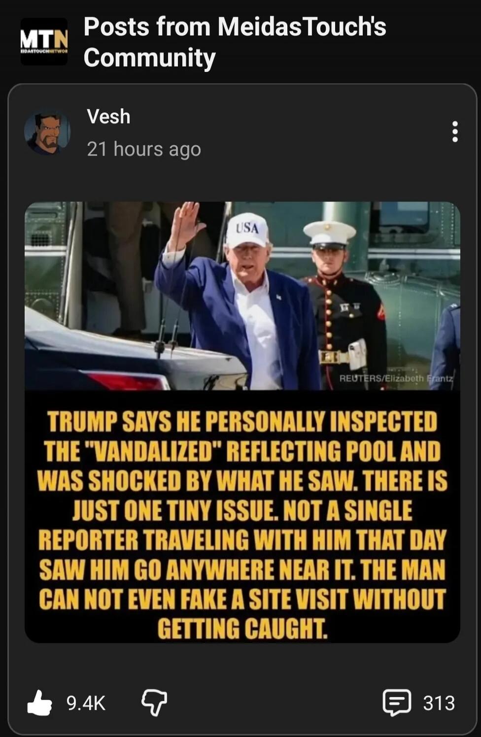 TRUMP SAYS HE PERSONALLY INSPECTED THE 