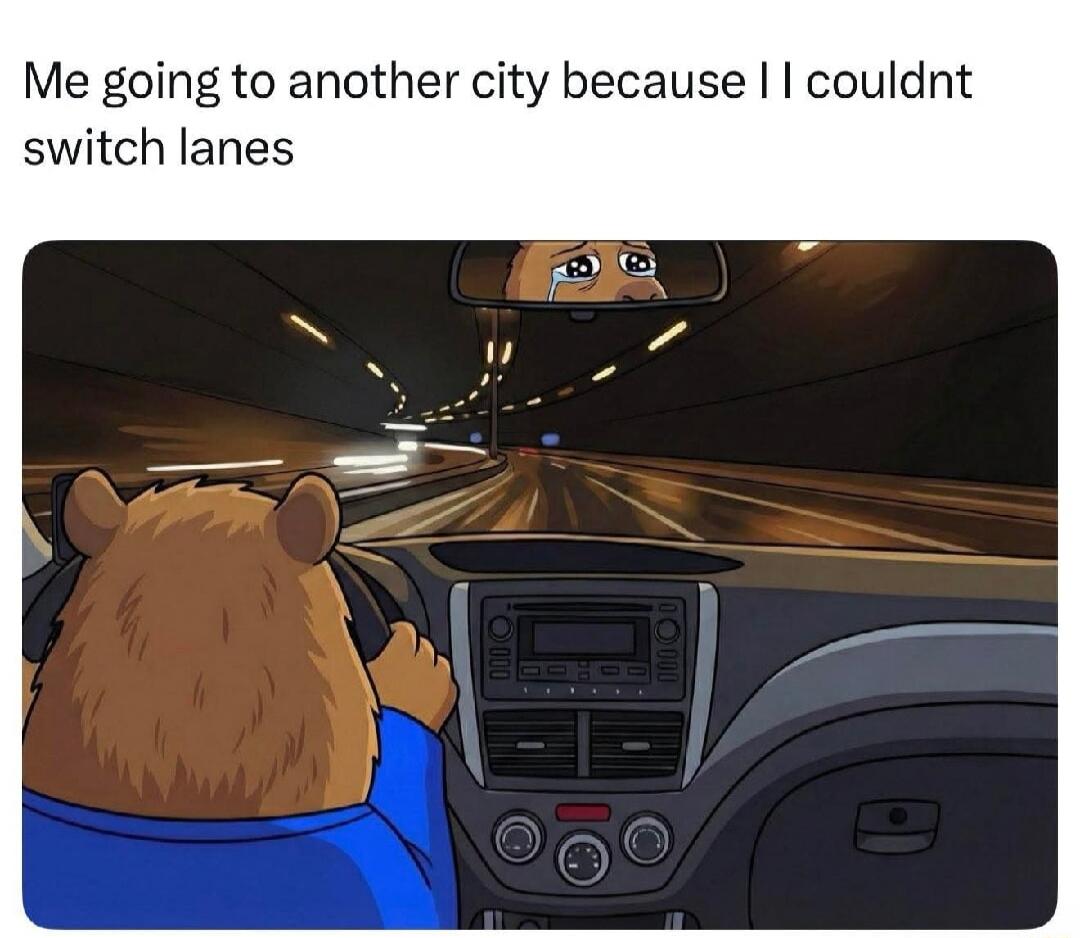 Me going to another city because I couldn't switch lanes