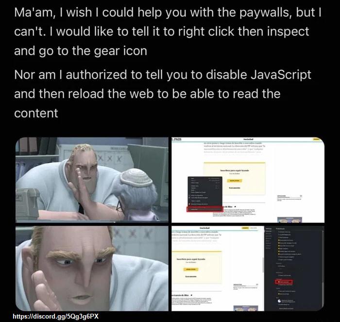 Maam wish could help you with the paywalls but cant would like to tell it to right click then inspect and go to the gear icon GIETNE TG P2l R R I RYCIVR G L LI ENEVERT oS EUCROELTEIELRGERVE LR CRLE LR GRCERRG Y content Mipeidiocondgp50g 36X