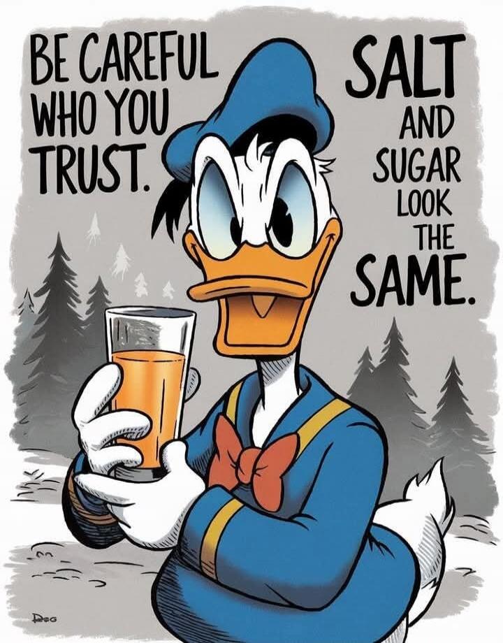 BE CAREFUL WHO YOU TRUST. SALT AND SUGAR LOOK THE SAME.