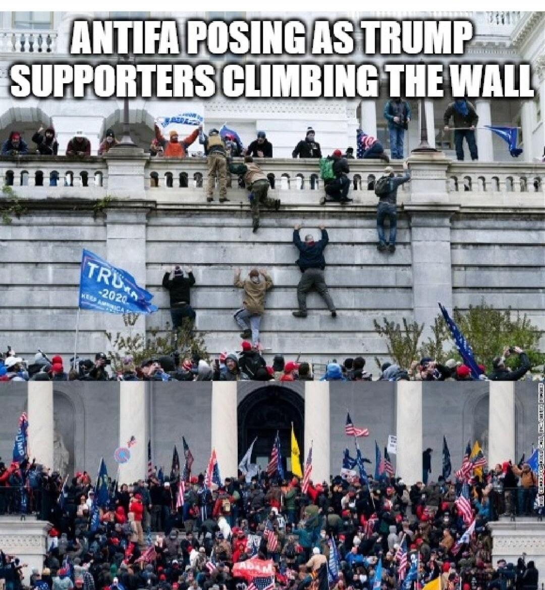 ANTIFA POSING AS TRUMP SUPPORTERS CLIMBING THE WALL. TRUMP -2020 KEEP AMERICA
