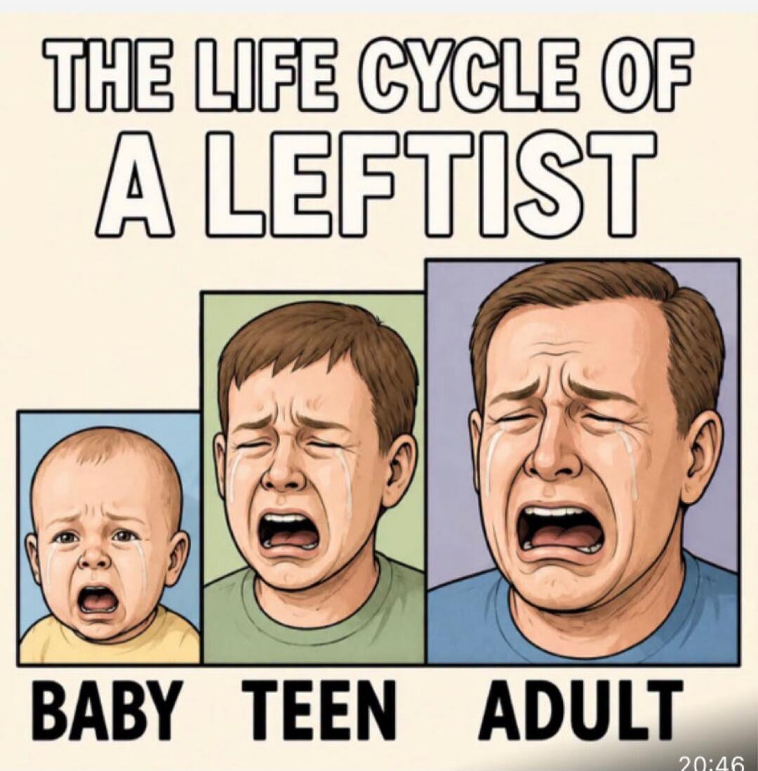 THE LIFE CYCLE OF A LEFTIST. BABY. TEEN. ADULT.