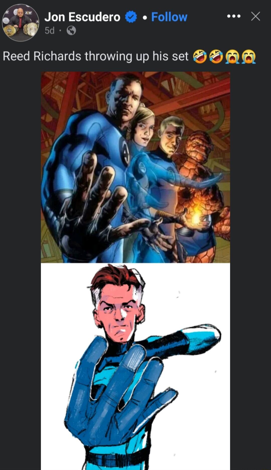 o Jon Escudero o y Reed Richards throwing up his set