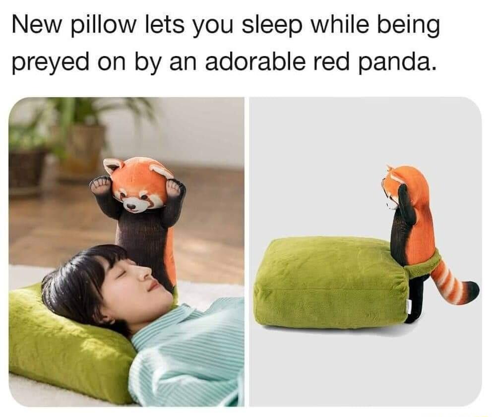 New pillow lets you sleep while being preyed on by an adorable red panda