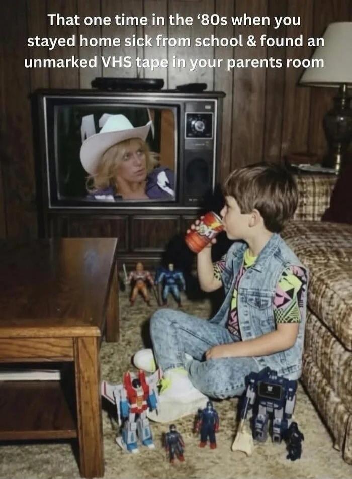 That one time in the '80s when you stayed home sick from school & found an unmarked VHS tape in your parents room