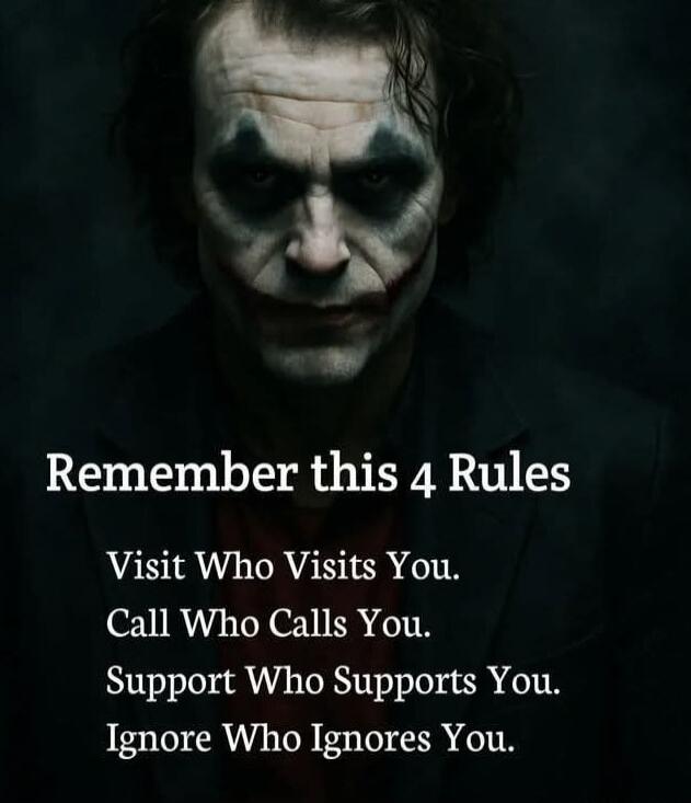 Remember this 4 Rules
Visit Who Visits You.
Call Who Calls You.
Support Who Supports You.
Ignore Who Ignores You.
