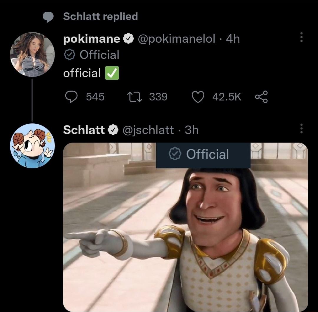 Schiatt replied 40 n pokimane pokimanelol 4h 7 Official official O 545 11339 Q 425K Schlatt jschlatt 3h Official