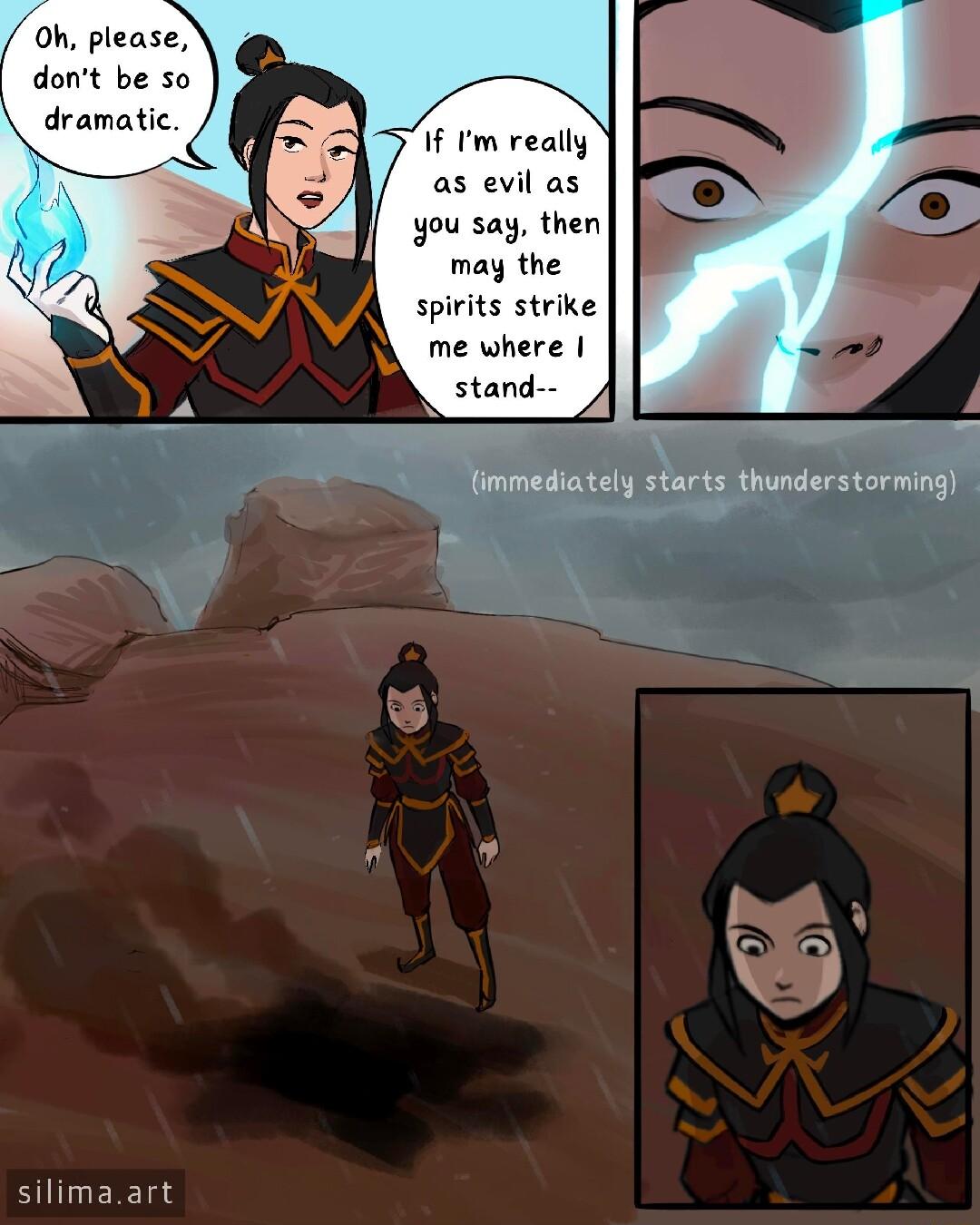 Oh please dont be so dramati NG If m really as evil as you say then may the spirits strike me where stand immediately starts thunderstorming silimaart