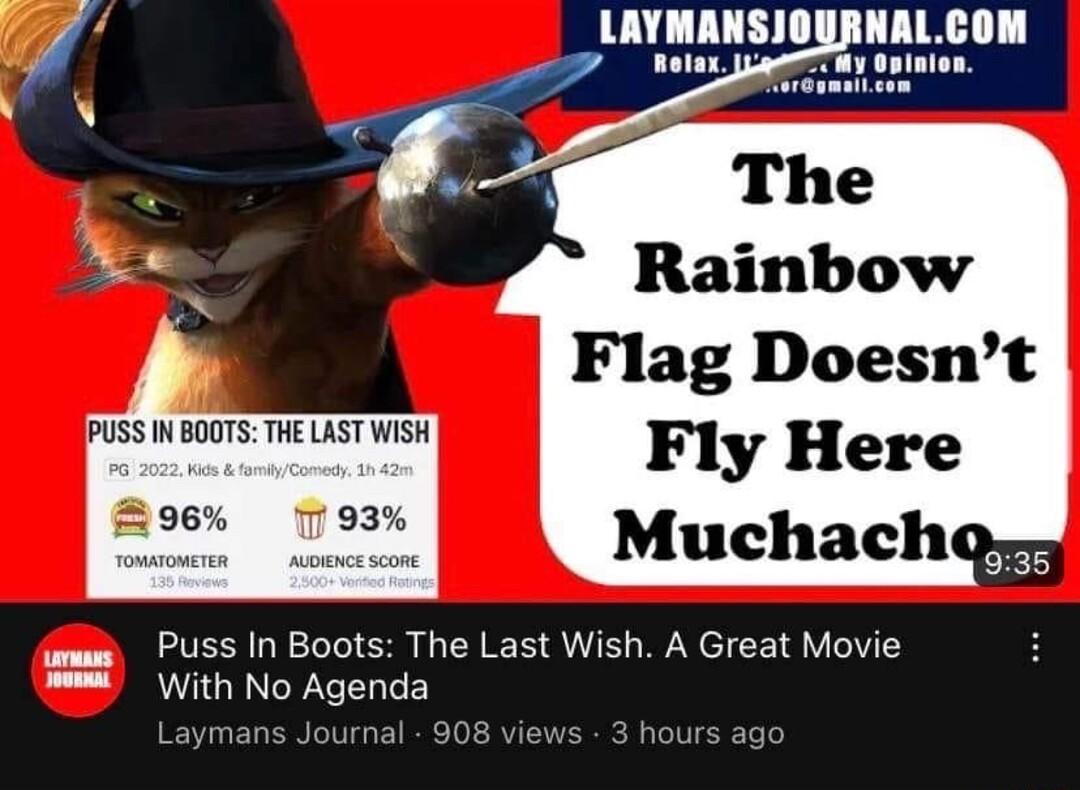 Rainbow Flag Doesnt PUSS N BOOTS T LASTWISH Fly Here 2 Muchachg dmw Puss In Boots The Last Wish A Great Movie s ith No Agenda