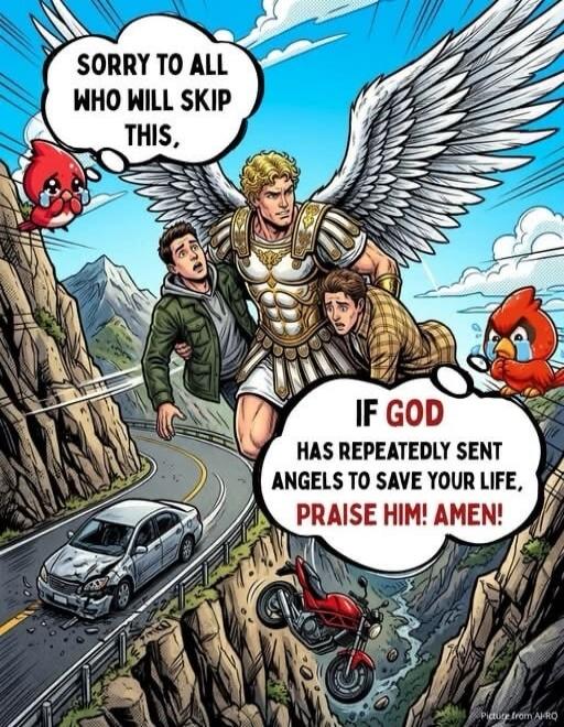 SORRY TO ALL WHO WILL SKIP THIS, IF GOD HAS REPEATEDLY SENT ANGELS TO SAVE YOUR LIFE, PRAISE HIM! AMEN!