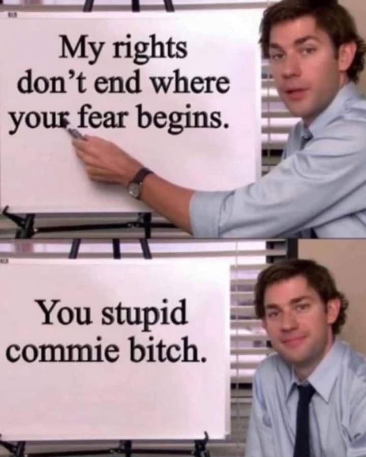 o My rights dont end where yous fear begins You stupid commie bitch