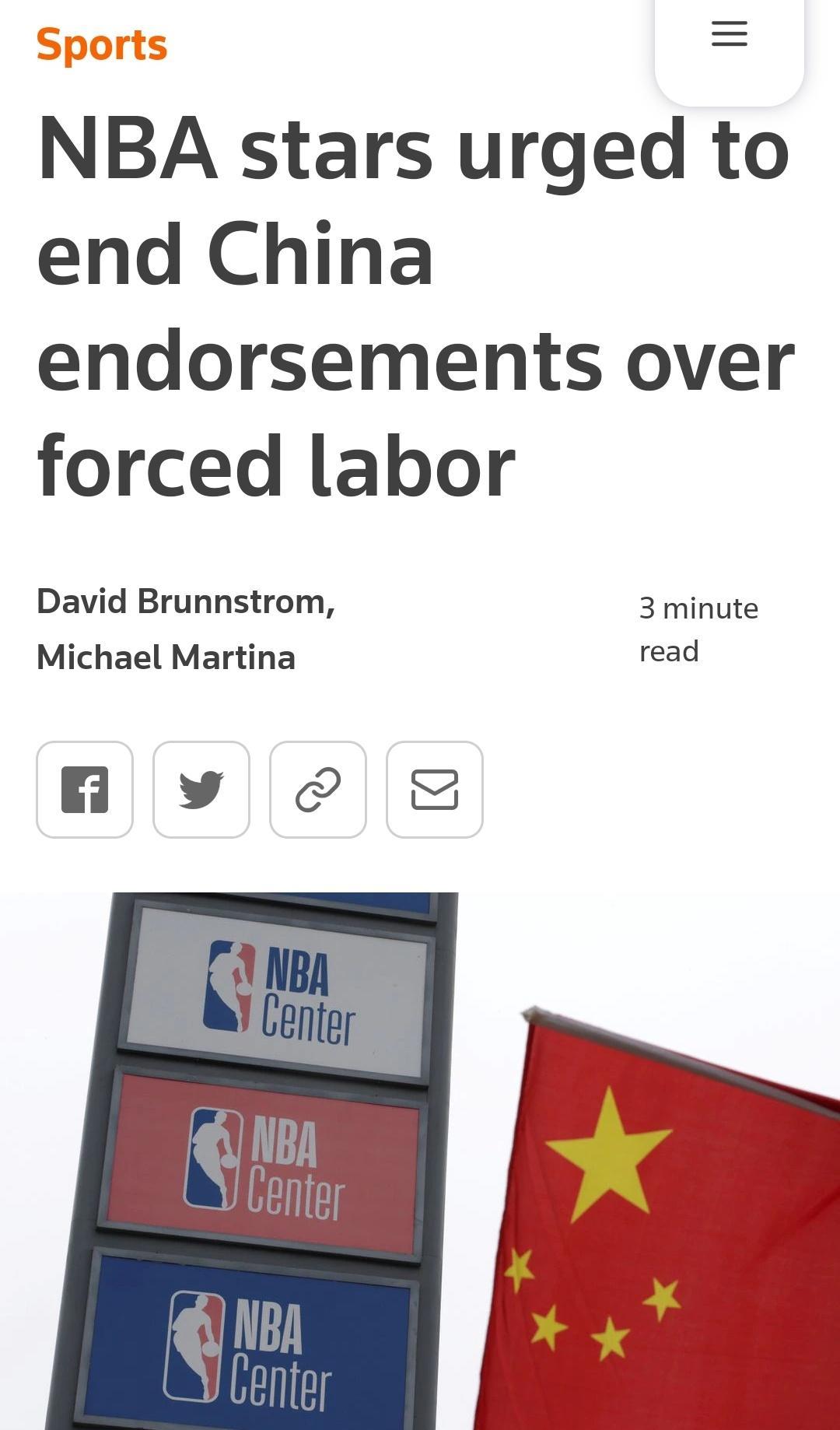 Sports NBA stars urged to end China endorsements over forced labor David Brunnstrom Frptminn Michael Martina read