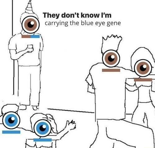 A They dont know Im carrying the blue eye gene